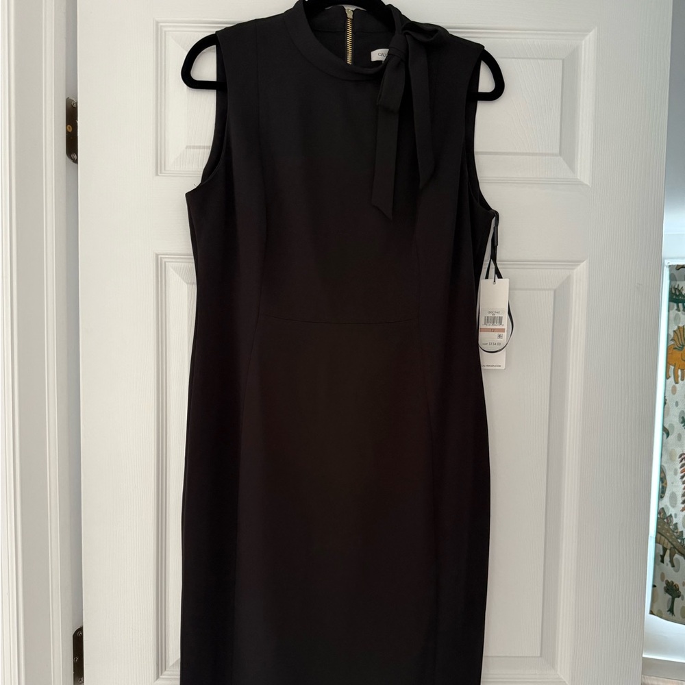 Calvin Klein Black Midi Dress with Bow Detail